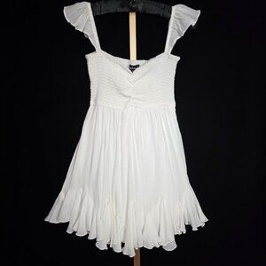 Aakaa Women's White Flutter Sleeve Float Dress S